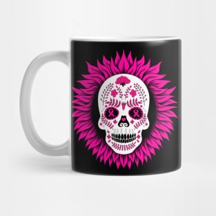 breast cancer oink sugar skull sunflower Mug